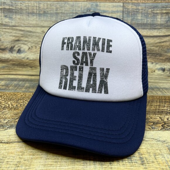 Frankie Says Relax Mens Trucker Hat Blue Snapback The Wedding Singer Ball Cap - Picture 2 of 8